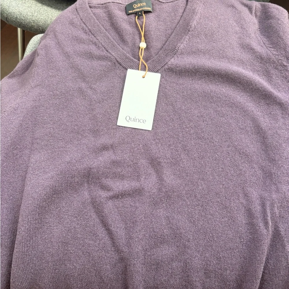 Quince Women's V-Neck Sweater in Deep Orchid Purple - Picture 3 of 4